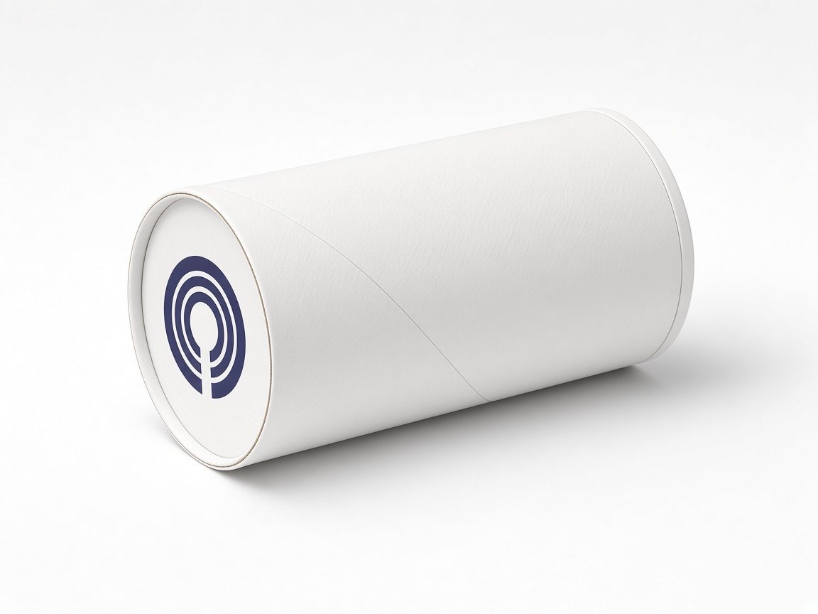 Senzorika TH1B packaging: cylinder box with the Senzorika logo, render